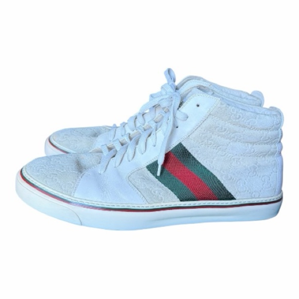 Gucci White High-Tops with Green and Red Stripes - Picture 2 of 7